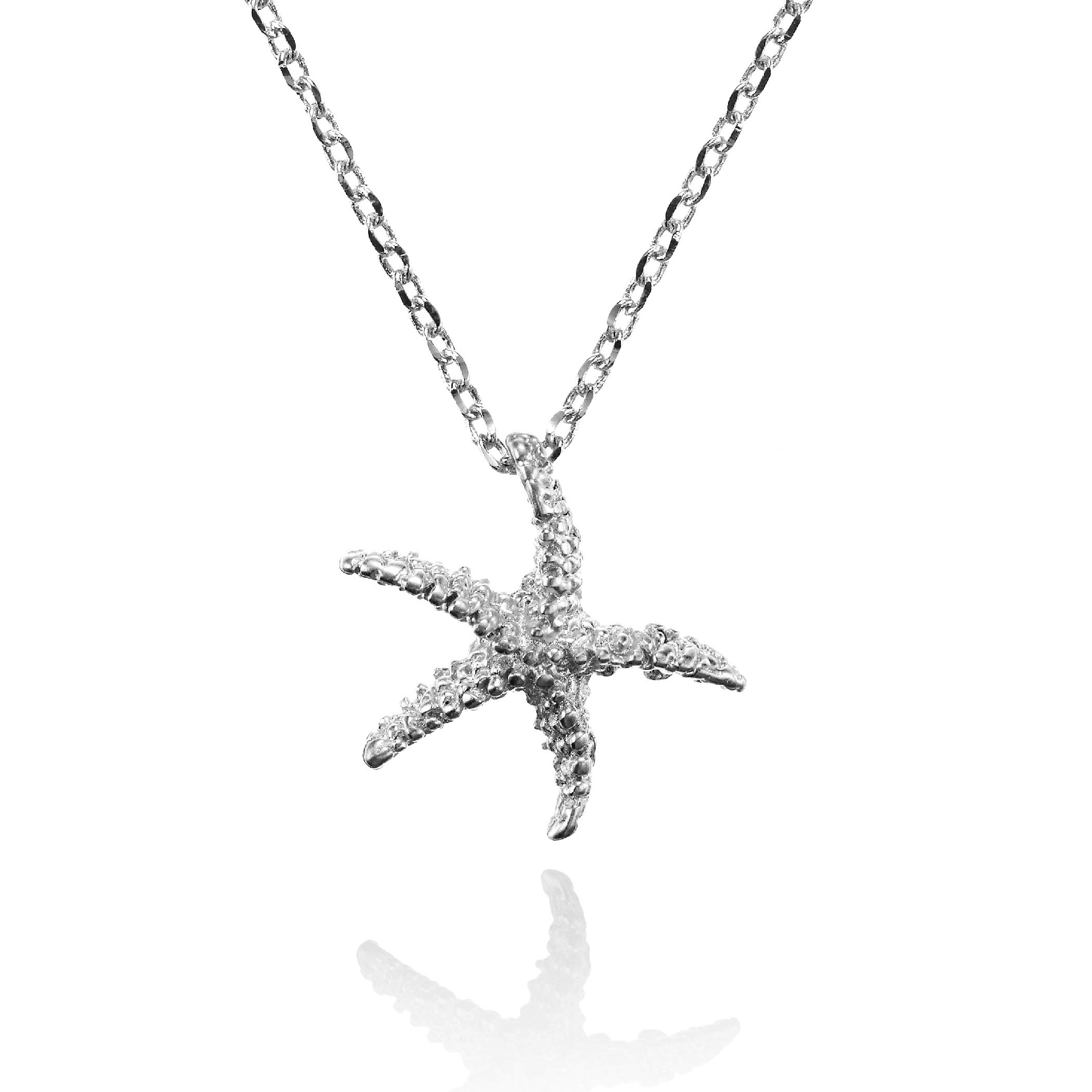 namana Silver Starfish Pendant Necklace for Women and Teenage Girls, Brushed Finish Sea Star Necklace, Cute Dainty Silver Chain Necklace with a Starfish Pendant, Jewellery Gifts for Women and Girls — image 1