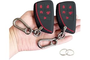TANDRIVE Key Fob Cover for 2022 2023 2024 2025 Chevy Silverado 1500 GMC Sierra 1500, 2024 2025 Silverado Sierra 2500HD 3500HD, Silicone, 2-Pack, Red Button, Black