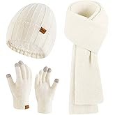 Miorpex Womens Beanie Hat Scarf Gloves Set Gifts for Women Men