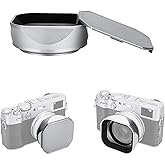 JJC LH-X100 Metal Square Lens Hood with AR-X100 49mm Adapter Ring for Fuji Fujifilm X100VI X100V X100F Cameras, LH-X100 Lens Hood with Filter Adapter Ring, Allows to Attach 49mm UV/ND/CPL Filter