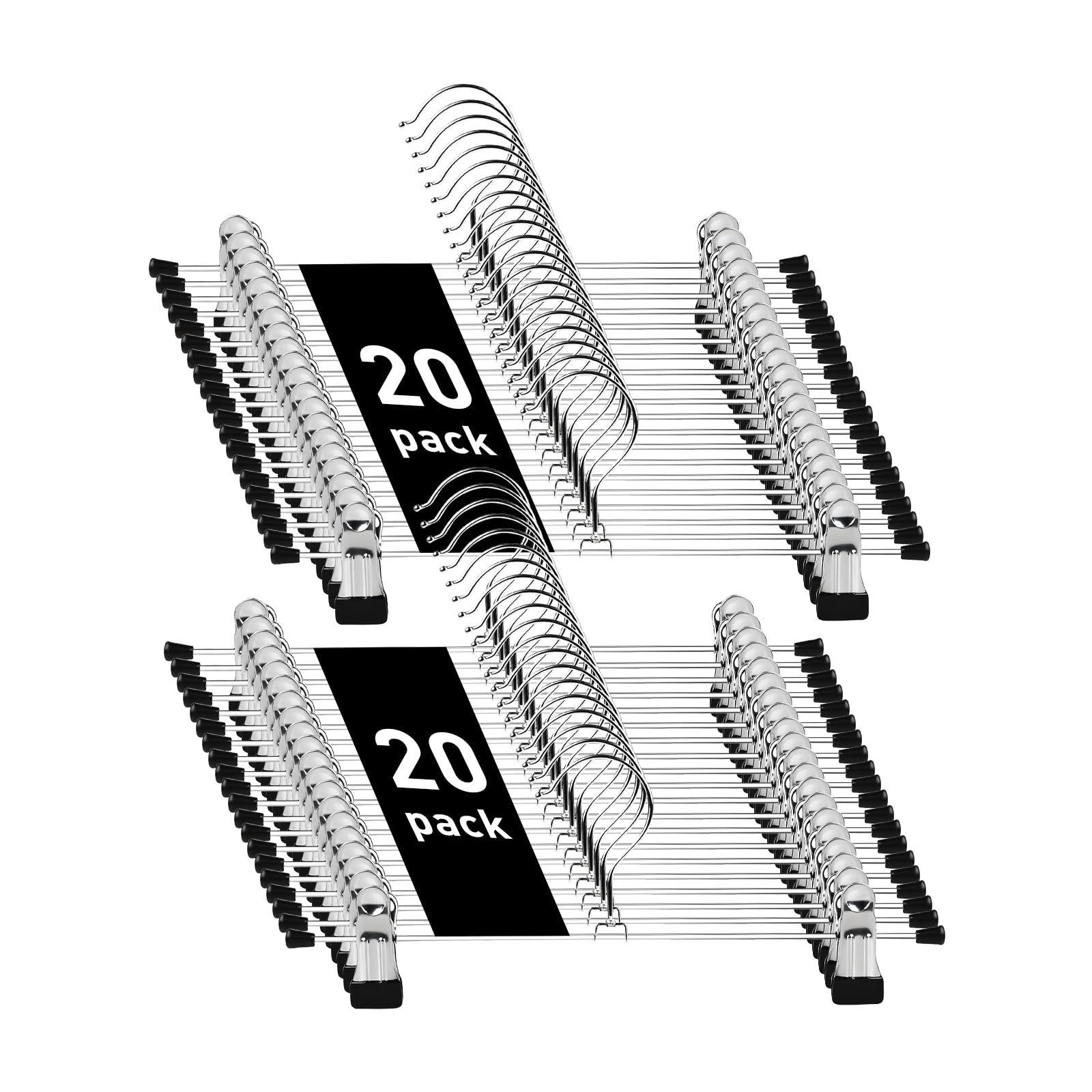 Trouser Hanger, WEIDMAX Pant Hangers 40 Pcs Space Saving Skirt Hangers with Clips Adjustable Non-Slip Coat Suit Skirt Hangers Heavy Duty Chrome Clothes Hangers Clothes Hook