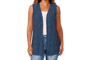 Women Sleeveless Knit Cardigan Vest Boho Pointelle Open Front Longline Lightweight Sweater Crochet Tops Orange Shirt