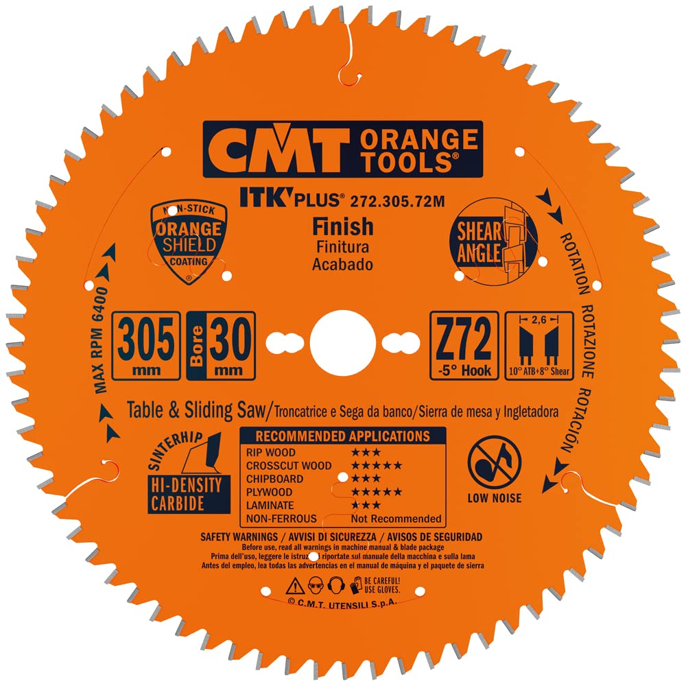 CMT 272.305.72M ITK Plus Finish Saw Blade HW 305X2.6/1.8X30(+16) Z72
