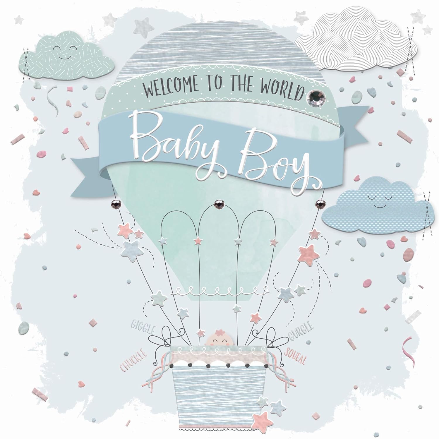 Welcome To The World Baby Boy Handmade Baby Boy Card Air Balloon
