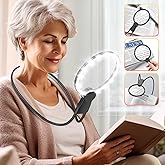 Magnifier with Light Hands Free Magnifying, 6X Magnifying Glass for Reading, Neck-Worn Large 5.1 Inch Magnifier for Seniors, 