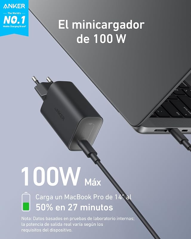 Nano Cargador USB C 100W para MacBook/iPhone 16