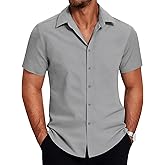COOFANDY Mens Short Sleeve Button Down Shirt Lightweight Wrinkle Free Untucked Dress Shirts