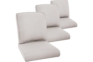 PUGIRE Outdoor Chair Cushions Set of 3 - Outside Durable Thick Replacement Back and Seat Cushion 22x24 with Zipper Cover for Patio Glider Rocking Chairs Loveseat Couch – Beige/Classic