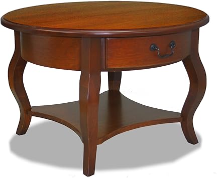 Leick French Countryside Round Storage Coffee Table Brown Cherry