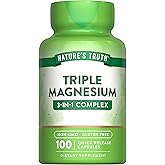 Nature's Truth Triple Magnesium Complex | 100 Capsules from Magnesium Oxide, Magnesium Citrate, Magnesium Aspartate | Non-GMO