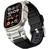 Bandletic Compatible with Apple Watch Ultra 2/Ultra Band 49mm/45mm/44mm/42mm for Men, R-Steel FKM Rugged Bands Military Sport Replacement Strap for iWatch SE2/SE/9/8/7/6/5/4/3/2/1