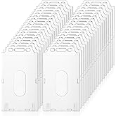 40 Pcs Hard Plastic Badge Holder Vertical Clear ID Badge Holders Heavy Duty Waterproof Acrylic Plastic ID Card Holder Transparent Heavy Duty Protector Case for Office School Hospital Lanyard