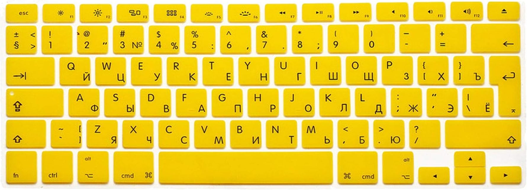 2 pcs Uk Russian Letters Keyboard Film Protector for Macbook Air Pro Retina 13 15 17 Inches Laptop Skin Covers for Mac Book Gel Case,Yellow