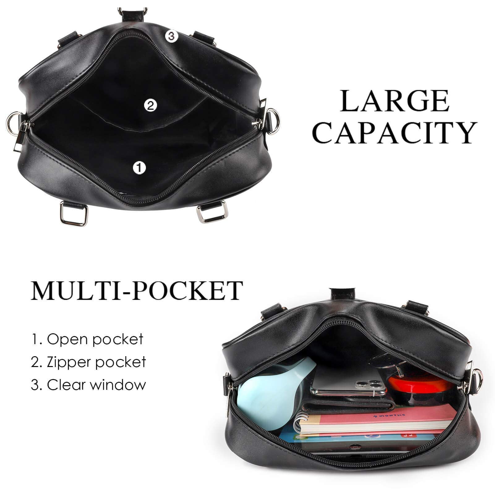 STEAMEDBUN Ita Bag Double Window Candy PU Leather Backpack Kawaii Pins Bag with insert