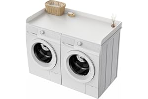 Fabuday Wood Washer Dryer Countertop for Laundry Room - 54'' W x 27.5'' D x 3.2'' H Laundry Counter Table for The Top with Edge, Storage and Organization Over Washing and Dryer, Crisp White