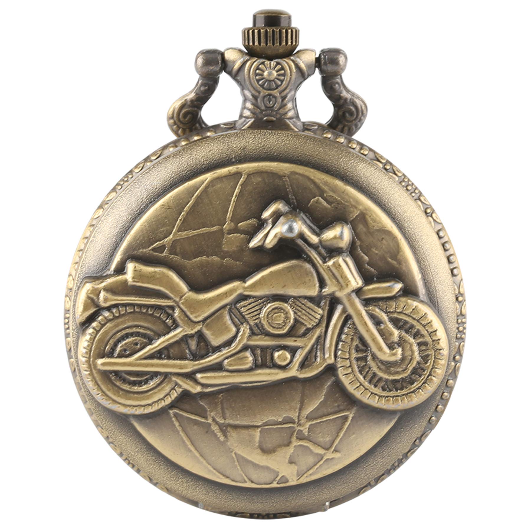 CokinkiDs Men's Pocket Watch, Steampunk Vintage Motorcycle Full Hunter Pocket Watch Chain Gifts, Gift for Men