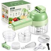 4 in 1 Handheld Electric Vegetable Cutter, Multi Blade Vegetable Chopper | USB-C Rechargeable, Three-Section Stainless Steel Blade, Multi-Function Food Processor for Chopping Slicing Grating Whipping