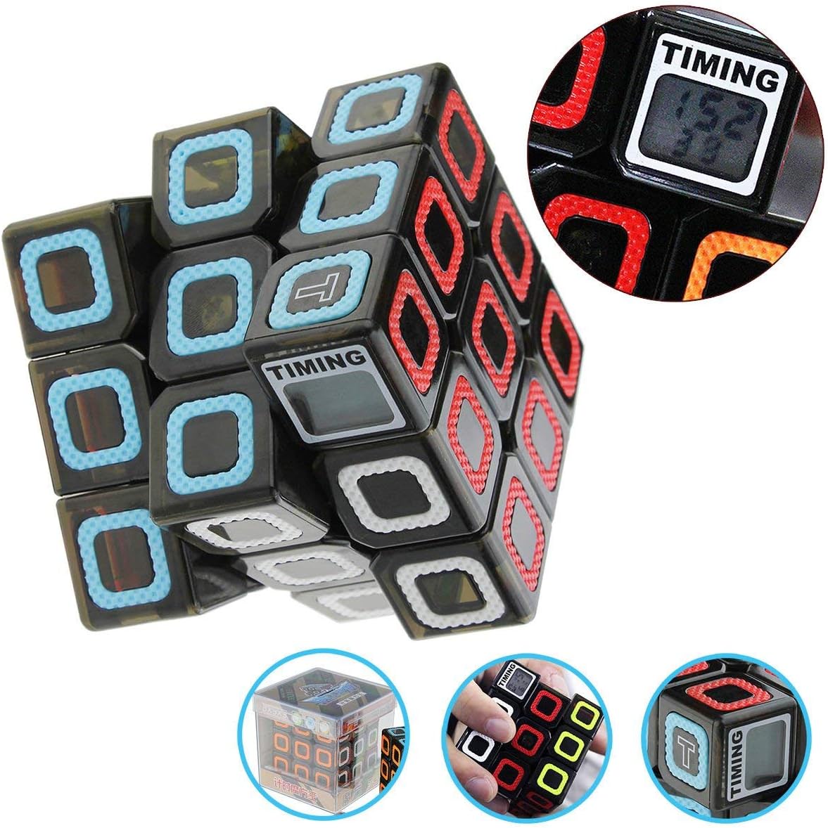 Shoro 3X3X3 Stickerless Rubberized Speed Cube with Extra Smooth Movements & Timer