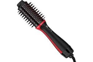 FSNEY Hair Dryer Brush in One, Hot Air Straightener Brush with Negative Ion Anti-frizz Ceramic Titanium Barrel, 3 Heat/Speed Settings, ALCI Safety Plug, Black, for All Hair Types