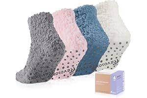 Revosoxs Fuzzy Grip Socks for Women Men,Thick Warm Slipper Cozy Fluffy Non Slip Ankle Hospital socks With Grips.