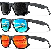 KALIYADI Sunglasses Men Polarized Sun glasses for Mens Womens Classic Matte Black Frame UV Protection 3pack