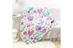 ABREEZE Coverlet Quilt Bedspread Throw Blanket for Toddler Kid's Girl & Boys Bed Gift 100% Cotton Toddlers and Baby Quilt(43x51 inch, Owl)