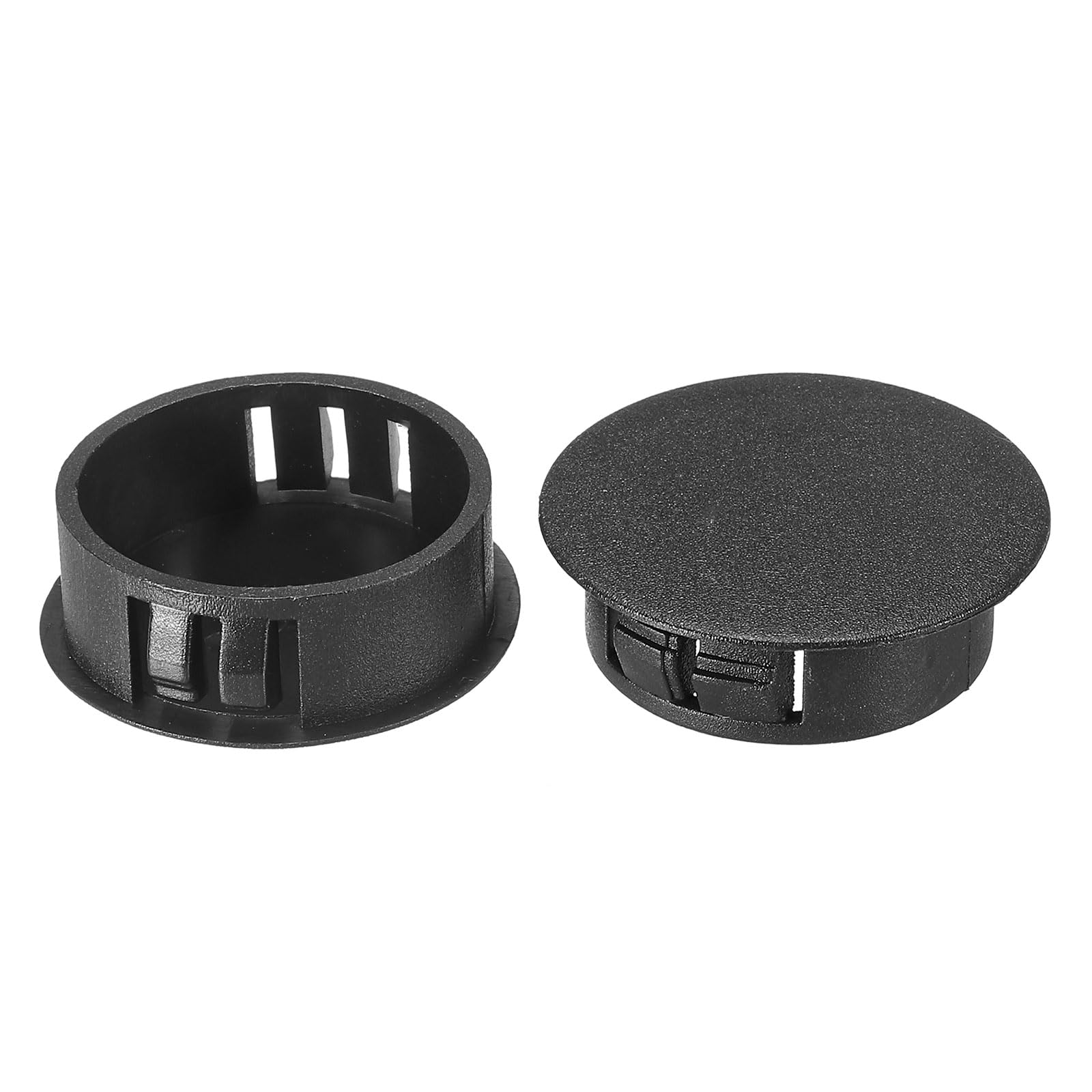 PATIKIL 28mm (1.1") Plastic Hole Plugs, 20Pcs Flush Type Round Hole Plugs Cover Snap in Locking Hole Tube for Table Kitchen Cabinet Furniture, Black