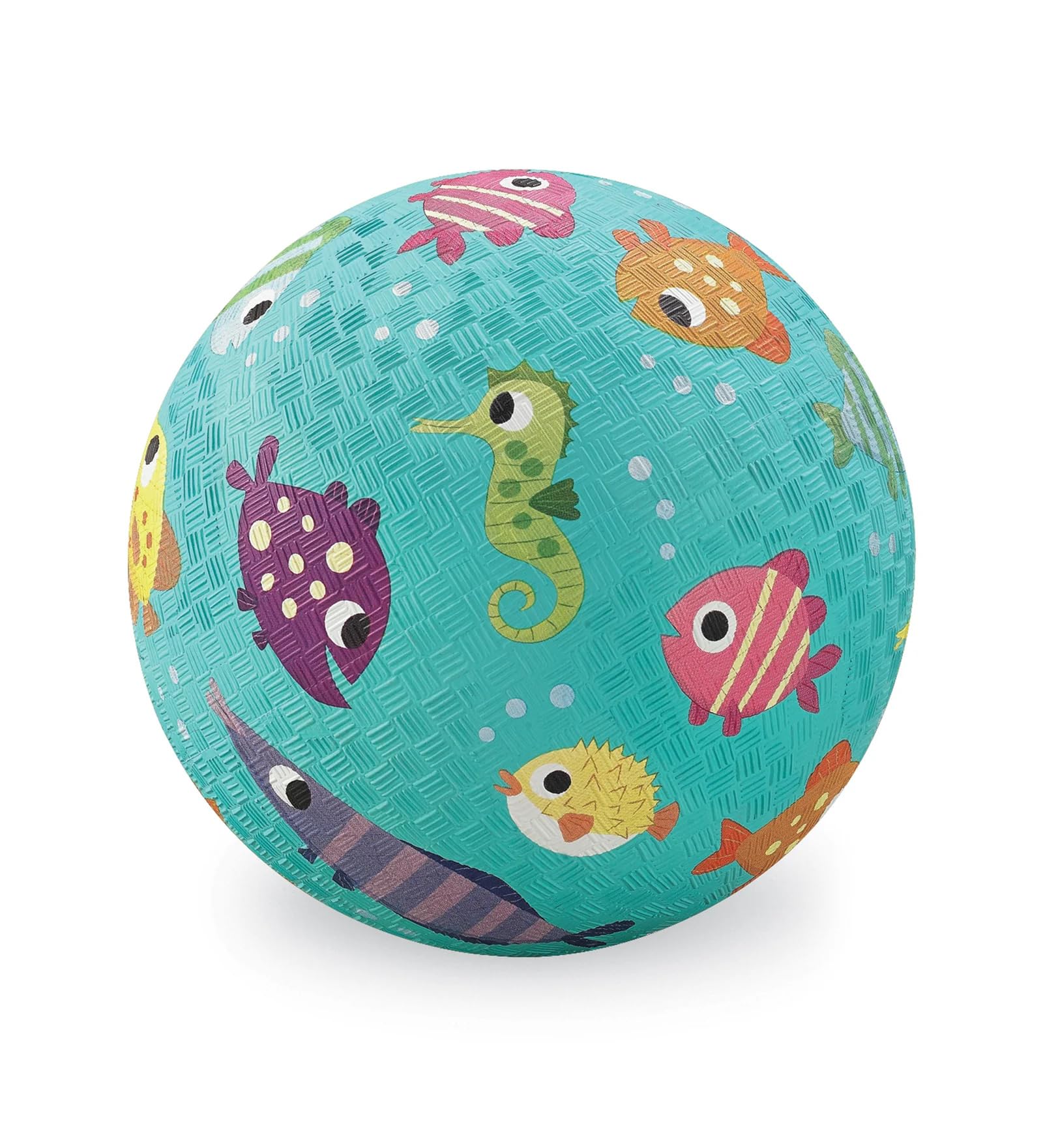 Crocodile Creek Small Rubber Playground Ball 7” Size - For Kids 3 Years and Up - Ships Inflated & PVC-Free - Durable Design for Indoor, Outdoor Games and Active Sports - Fish