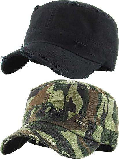 distressed camo hat
