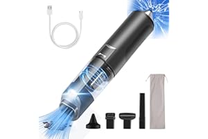 BTD-DARBY Handheld Car Vacuum Cleaner High Power,16000 PA Powerful Mini Hand Held Vacuum Cordless Rechargeable,Dust Buster with Safety Hammer,Inflator,Pump,LED&SOS Light Grey