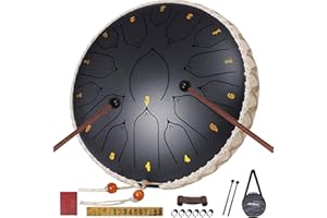 JYTMUS Steel Tongue Drum 15 Notes 13 Inches Steel Drum with Drum Bag, Music Book, Drum Mallets, Mallet Holder, Finger Picks and Stickers Tongue Drum for Yoga, Meditation, Prenatal Music Education