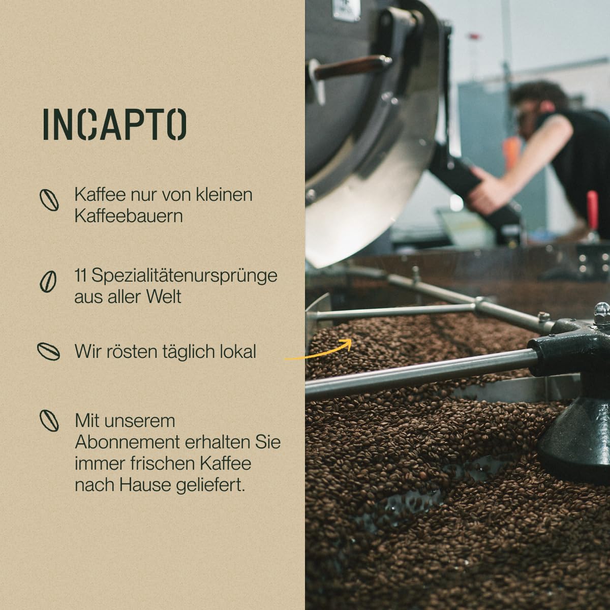 Incapto Spezialitäten-Kaffeebohnen | Single-Origin Kolumbien | Espresso 100% Arabica | Specialty Coffee 84 Punkte SCA | Traditionell Geröstete Bohnenkaffee | Plantage Huila, Cadefihuila, 1kg 5