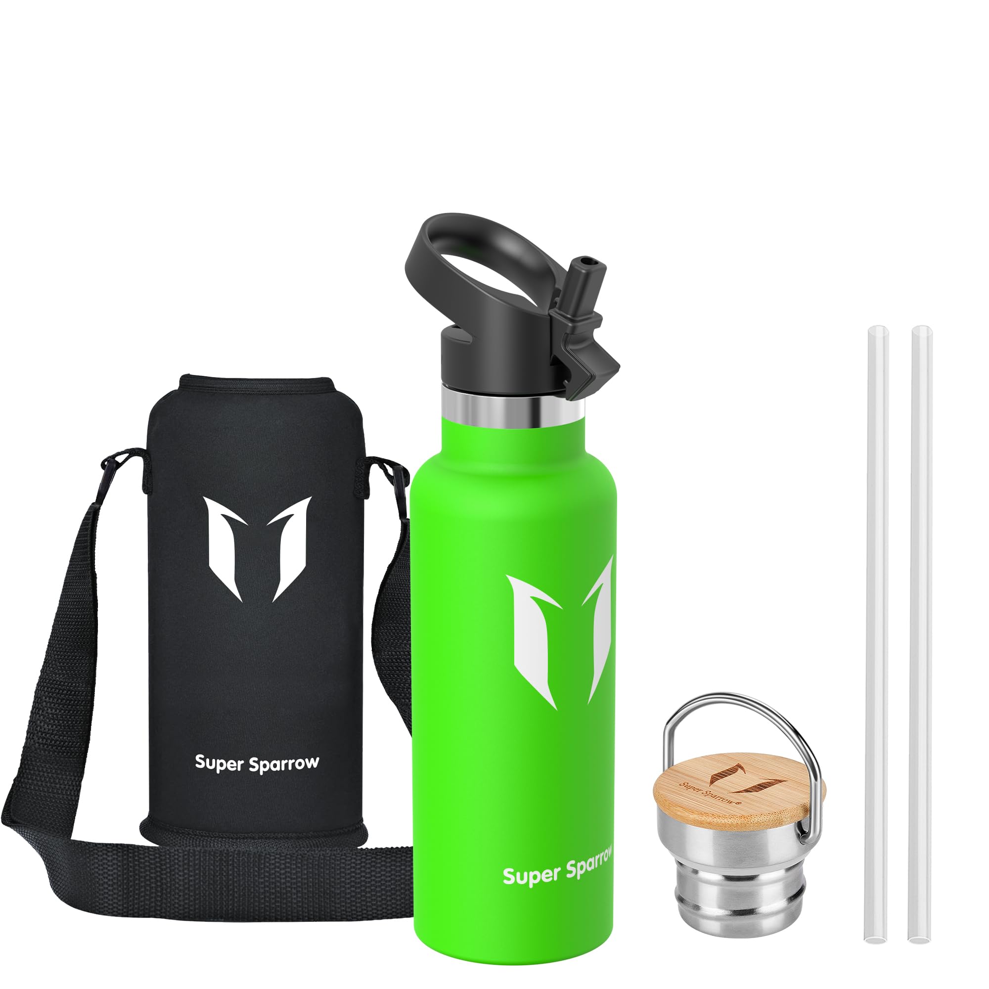 Super Sparrow Stainless Steel Water Bottle - 500ml - Vacuum Insulated Metal Water Bottle - Standard Mouth Flask - BPA Free - Straw Water Bottle for Gym, Travel, Sports — image 1