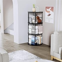 ALLSTAND Rotating Bookshelf, 3 Tier Round Revolving