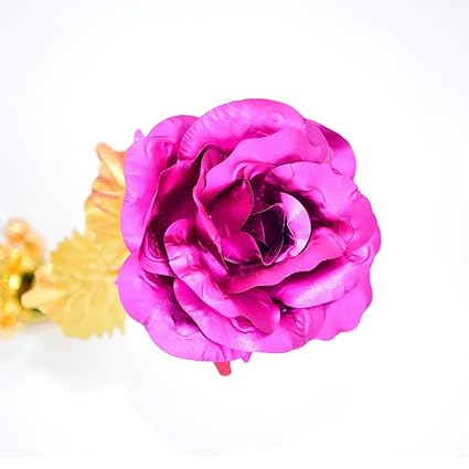 Cadeau Romantique Special Day Long Pied Couleur Or 24 K Feuille Fleur Rose