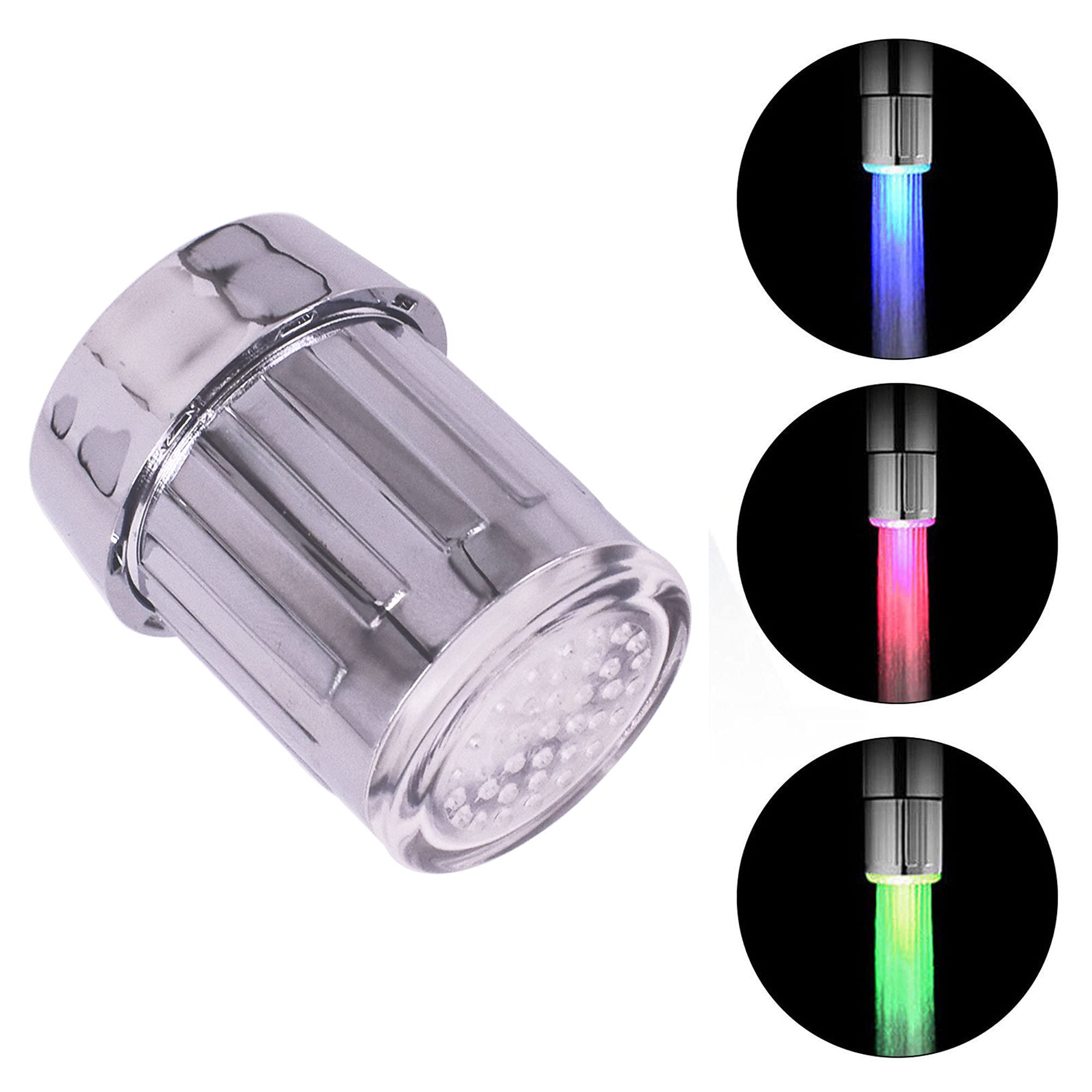 Photo 1 of 1 Pack 3-Color Temperature Sensitive Gradient LED Water Faucet Light - Color Changing Faucet Spout for Kitchen and Bathroom