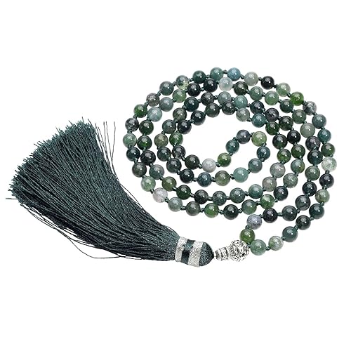 QGEM Schmuck 108 Perlen Edelstein Yoga Armband Om mani Padme hum Buddha Buddhistische Tibetische Gebetskette Healing Reiki Ma