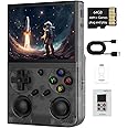 G350 Retro Handheld Game Console , 3.5 Inch IPS Screen Linux System Built-in 64G TF Card 4371 Games Preloaded Game Console 3200mAh Battery(Transparent Black)