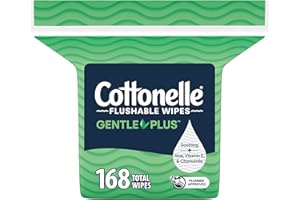 Cottonelle GentlePlus Flushable Wet Wipes with Aloe & Vitamin E, 1 Refill Pack, 168 Wipes Per Pack, Packaging May Vary