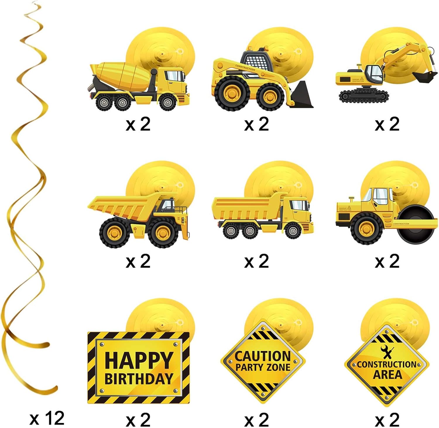 30 Pieces Construction Birthday Party Hanging Swirl Decoration, Traffic Zone Birthday Theme Streamers - Image 5