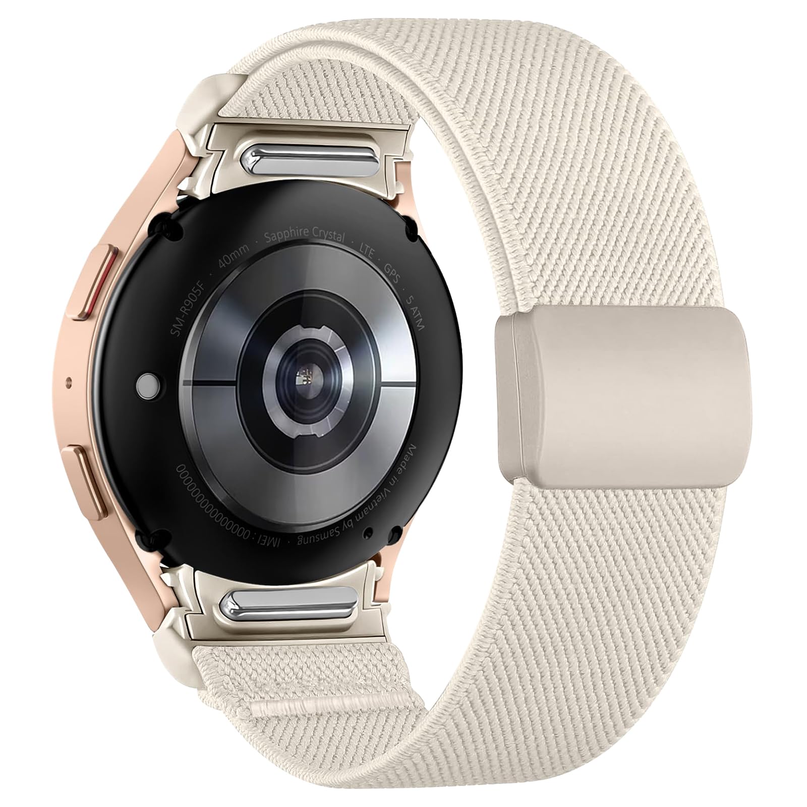 Chinber Stretchy Bands Compatible with Samsung Galaxy Watch 7 6 5 4 FE Band 40mm 44mm/5 Pro Band/Galaxy Watch 6 4 Classic 47mm 43mm 42mm 46mm, One Click No Gap Gradient Print Nylon Strap