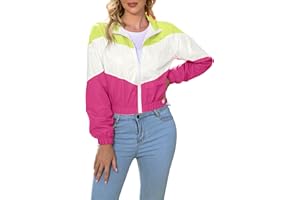 LAOARA Women’s Lightweight Windbreaker Sport Jacket Zip Up Color Block Coat Casual Long Sleeve Jogging Outerwear
