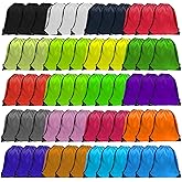 GoodtoU 100Pcs Draw String Back Bag, 20 Color Large Capacity Drawstring Backpack Printable Drawstring Bags Bulk for Sports, Travel, Team, Swimming, Beach