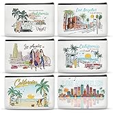 SEAOYOZO 6 Pcs California Makeup Bag Gifts for Women California Themed Souvenirs, Travel Vacation Gift Cosmetic Zipper Bag for Her Teacher Mom Sister Friends