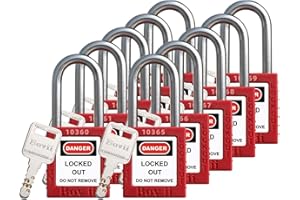 Boviisky 10 Red, Keyed Different, 1 Keys Per Lock, OSHA Compliant Lockout Tagout Locks