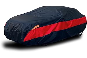 MORNYRAY Outdoor Car Cover All Weather Waterproof Windproof Snowproof UV Protection Full car Cover, Universal Fit for Sedan (Red, Fit Sedan Length Up to 177 inch)
