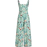 CIDER Lightweight Corduroy Floral Button Wide Leg Jumpsuit