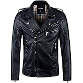 chouyatou Men's Vintage Asymmetric Zip Lightweight Faux Leather Biker Jacket