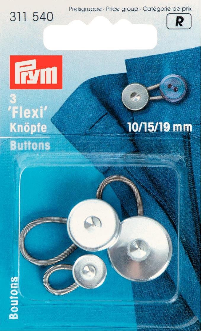 Prym Flexi Buttons with Loop, Silver, One Size