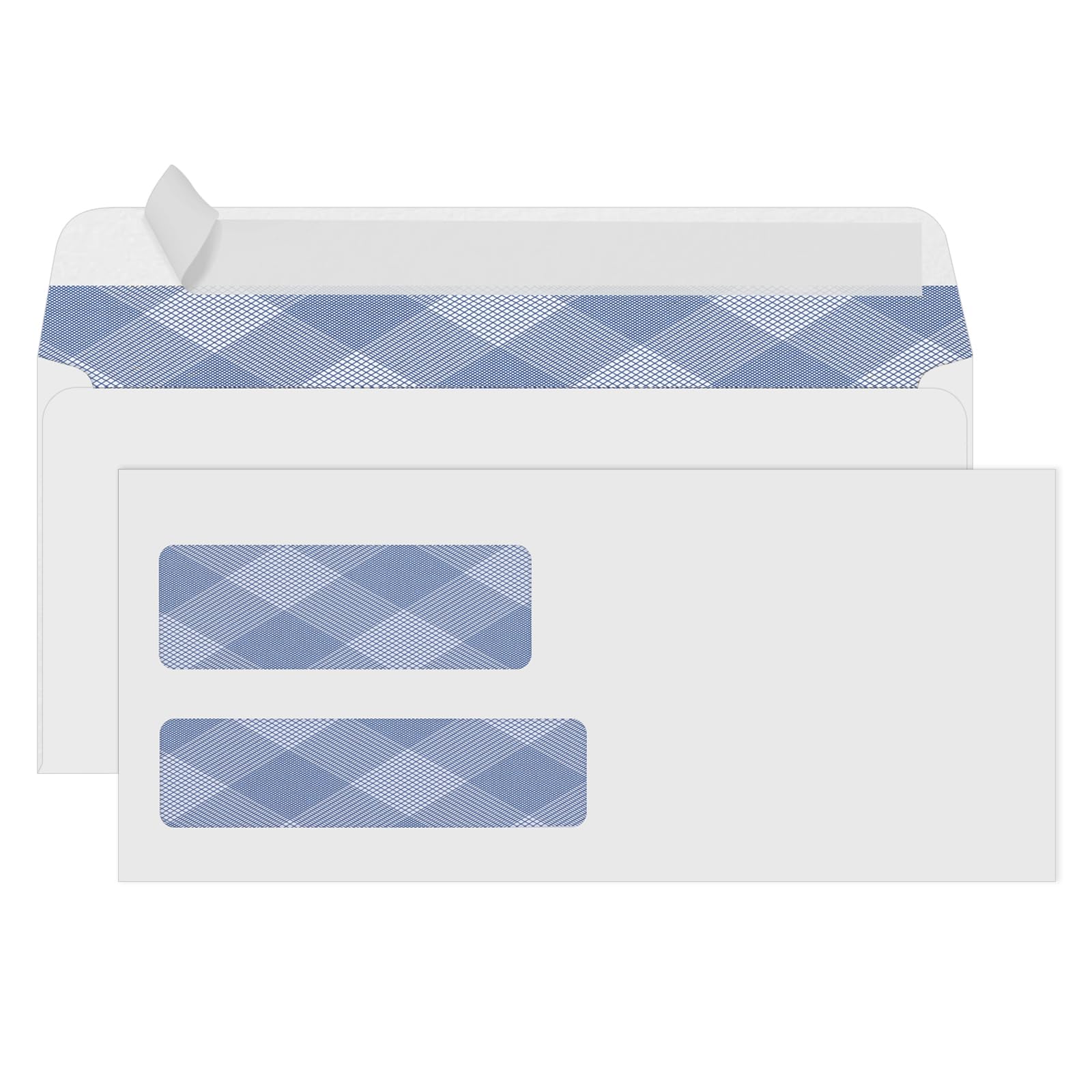 Photo 1 of 500#9 Double Window Security Envelopes, PANDRI NO.9 Self Seal White Envelopes Designed for Invoices, Business Statements & Documents - Number 9 Size 3 7/8 Inch X 8 7/8 Inch - 24 LB
